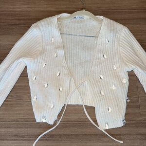 Elegant White Sweater with Sequin Accents